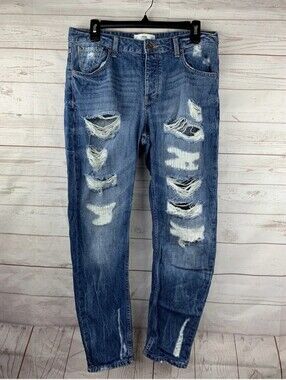 MNG Mango Denim Angie Boyfriend Distressed Women's Jeans Size 2